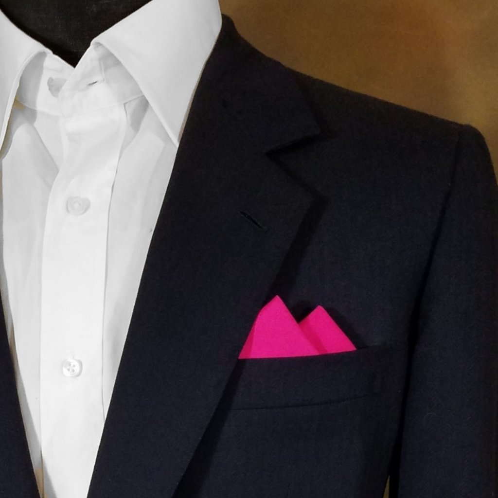 New  Fuchsia Pink Cotton PreFolded Pocket Square Handkerchief Insert